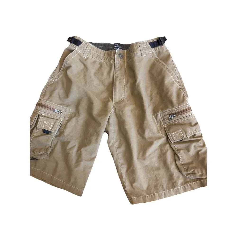 Kuhl Dry Cargo Shorts Mens Outdoor Hiking Utility Green Brown Khaki Small